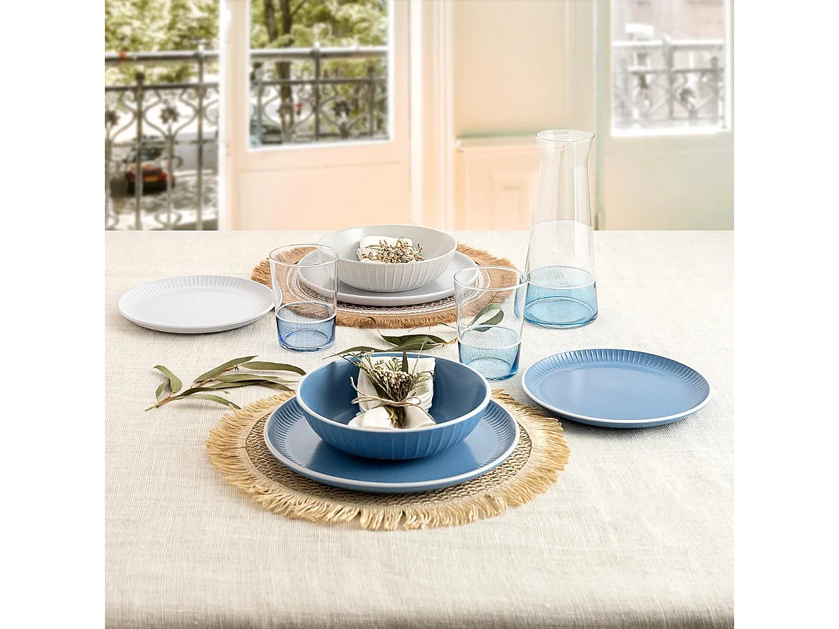 Vajilla Moana Bidasoa 12 piezas 4 servicios cerámica gris