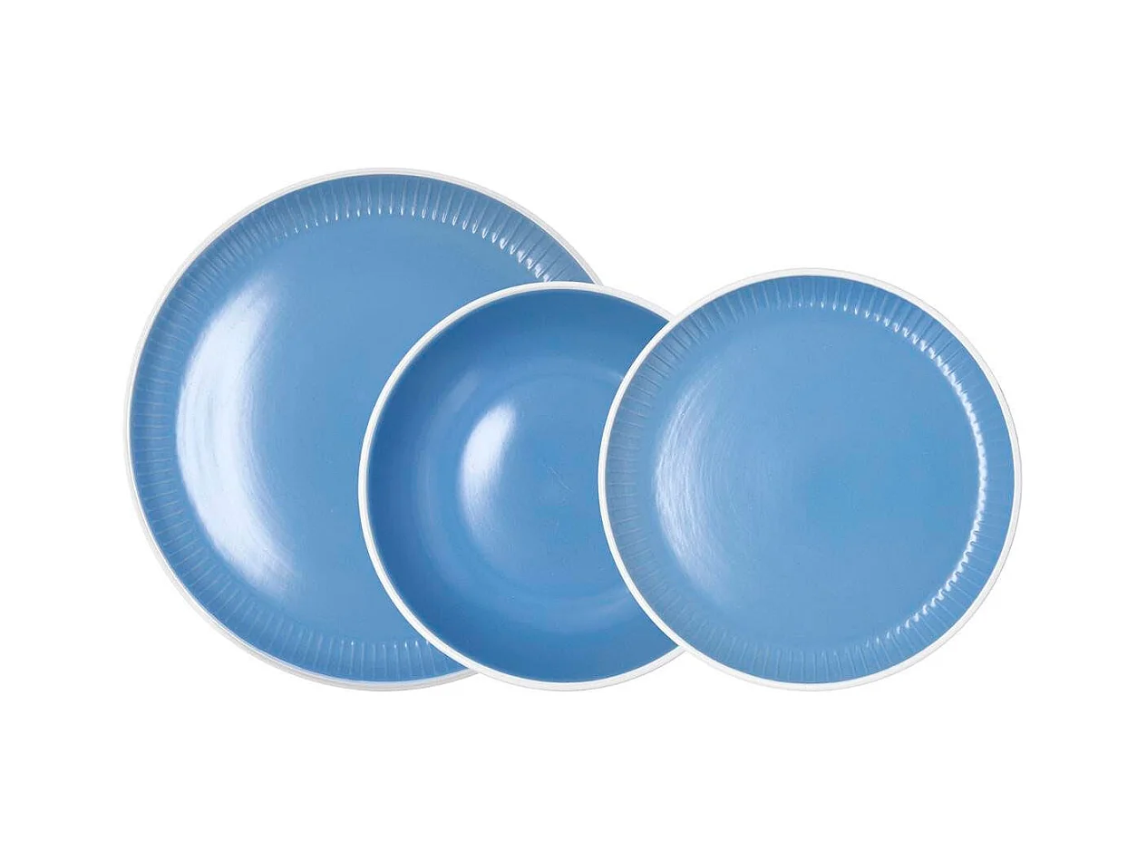 Vajilla Moana Bidasoa 12 piezas 4 servicios borde pintado azul