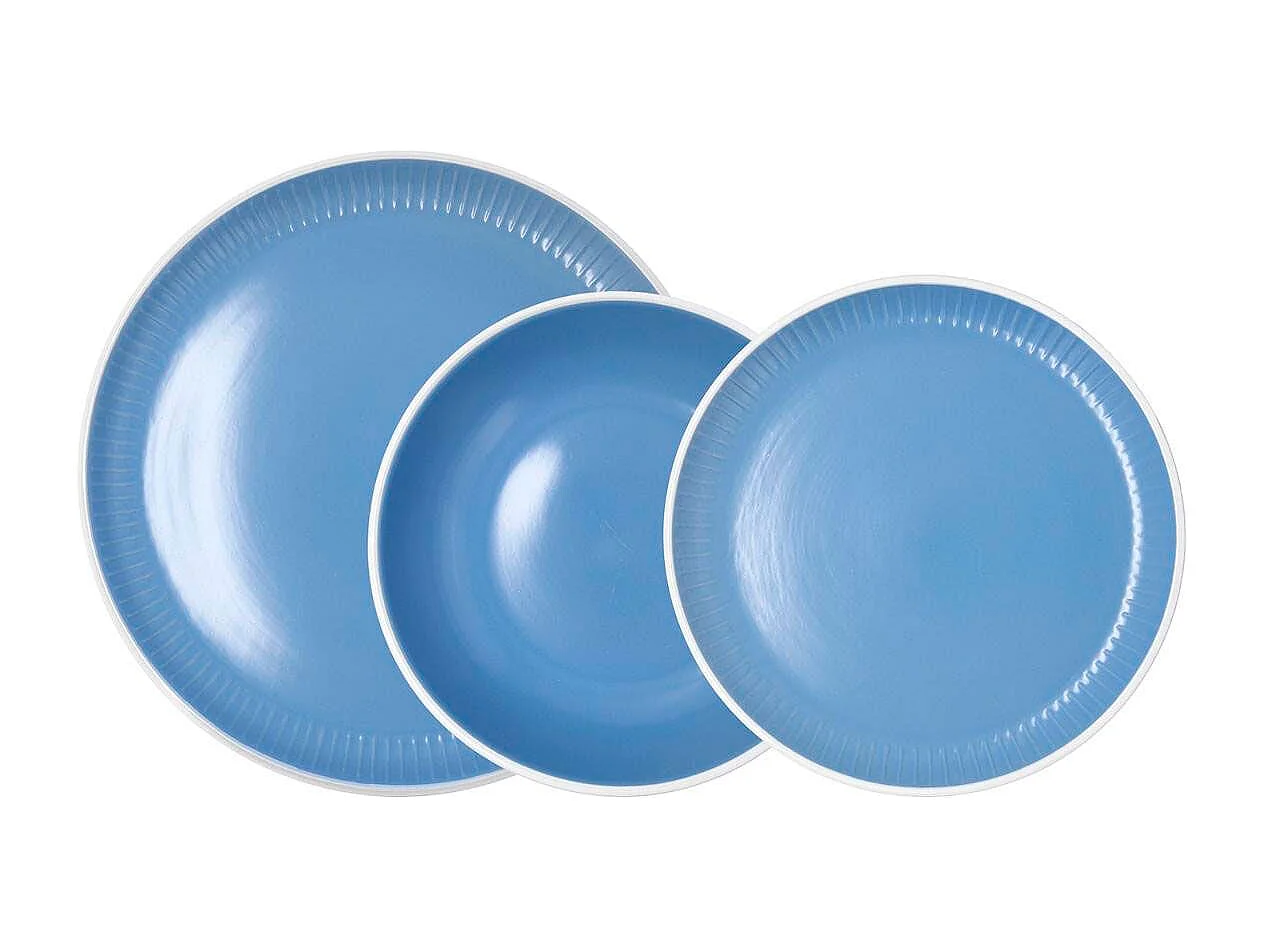 Vajilla Moana Bidasoa 12 piezas 4 servicios borde pintado azul