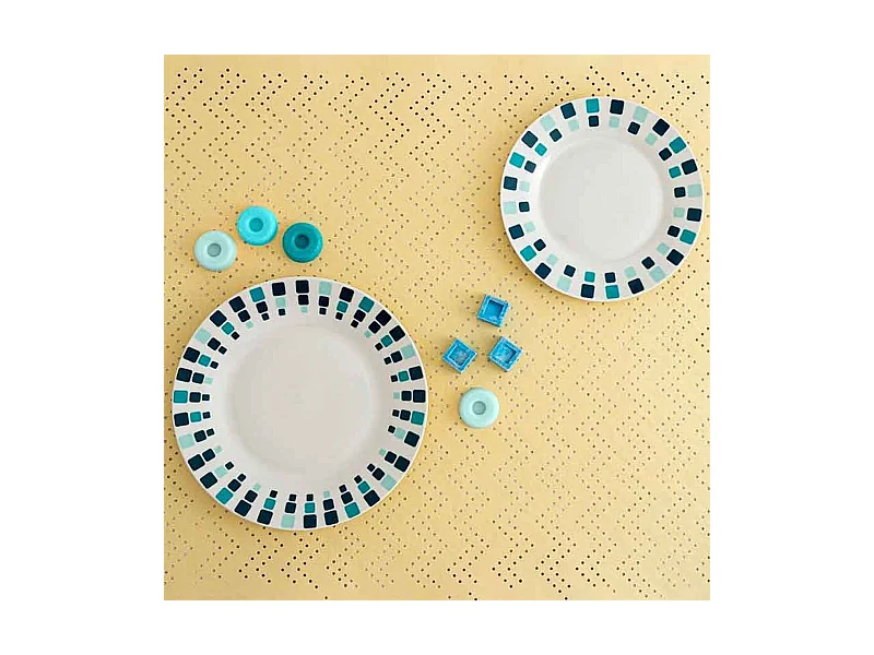 Vajilla Simetric Quid 18 piezas 6 servicios porcelana blanco/azul