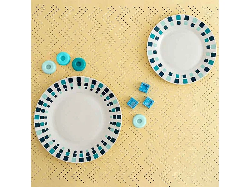 Vajilla Simetric Quid 18 piezas 6 servicios porcelana blanco/azul