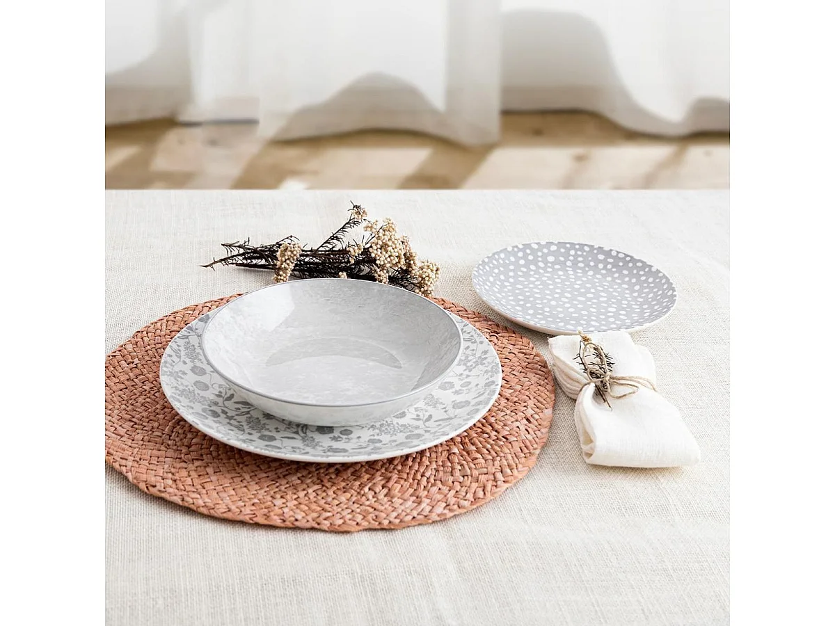 Vajilla Aquilea Bidasoa 12 piezas 4 servicios porcelana gris