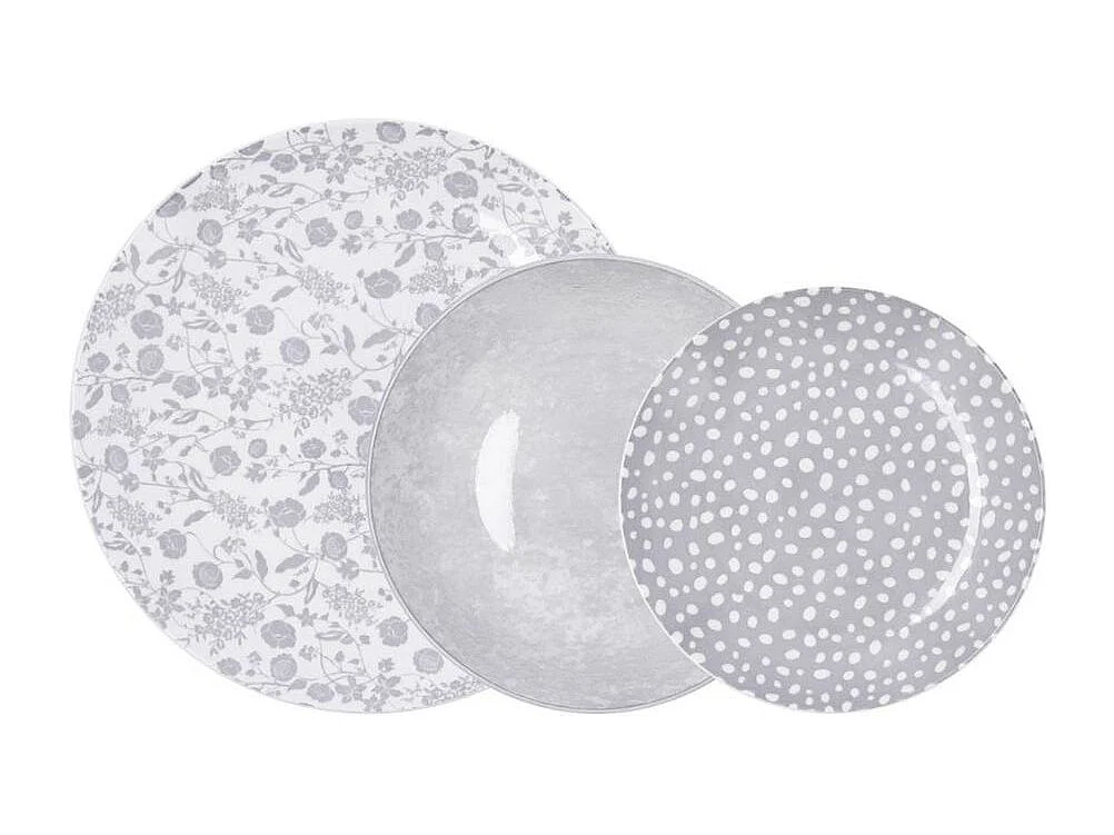 Vajilla Aquilea Bidasoa 12 piezas 4 servicios porcelana gris