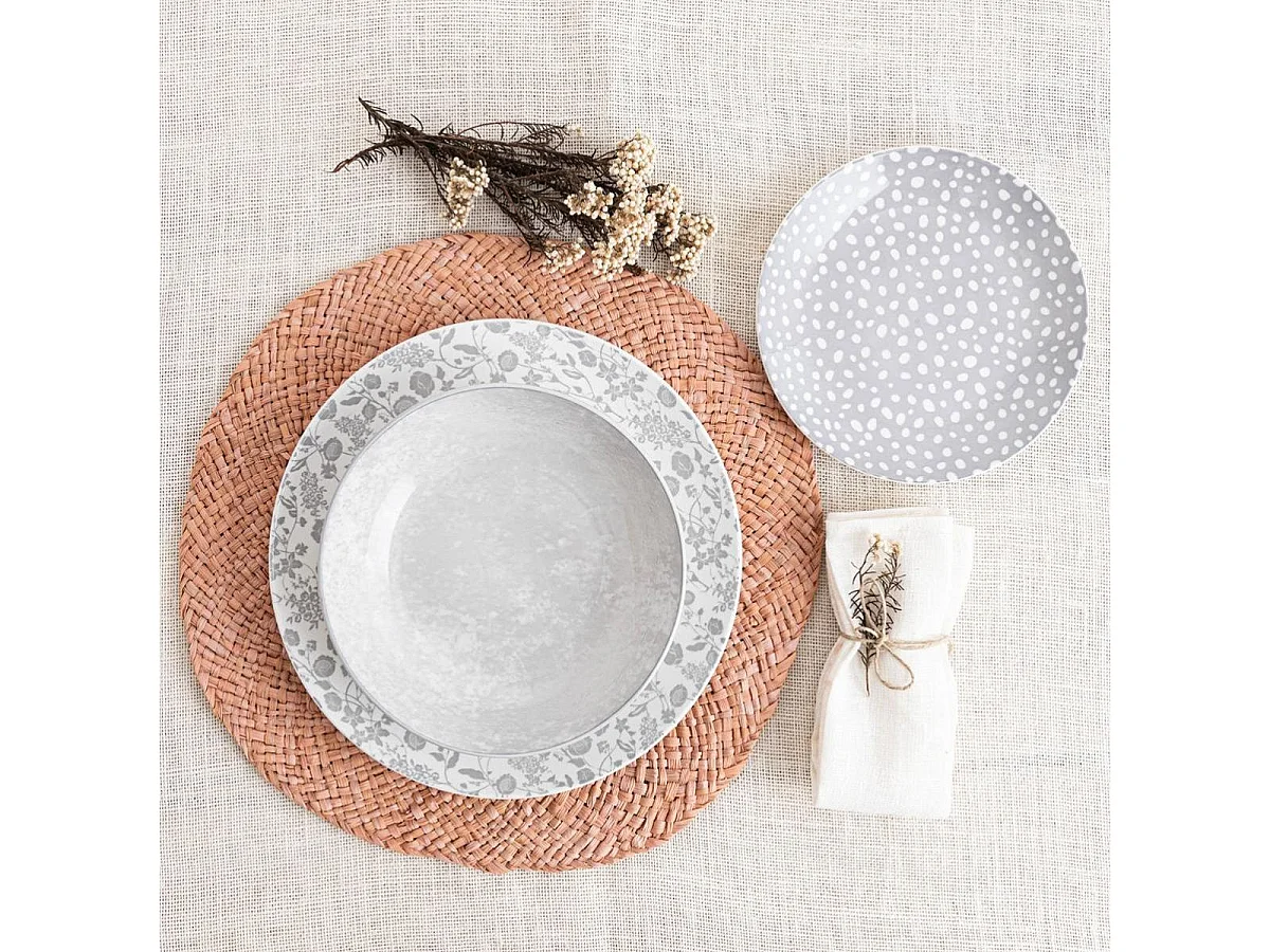 Vajilla Aquilea Bidasoa 12 piezas 4 servicios porcelana gris