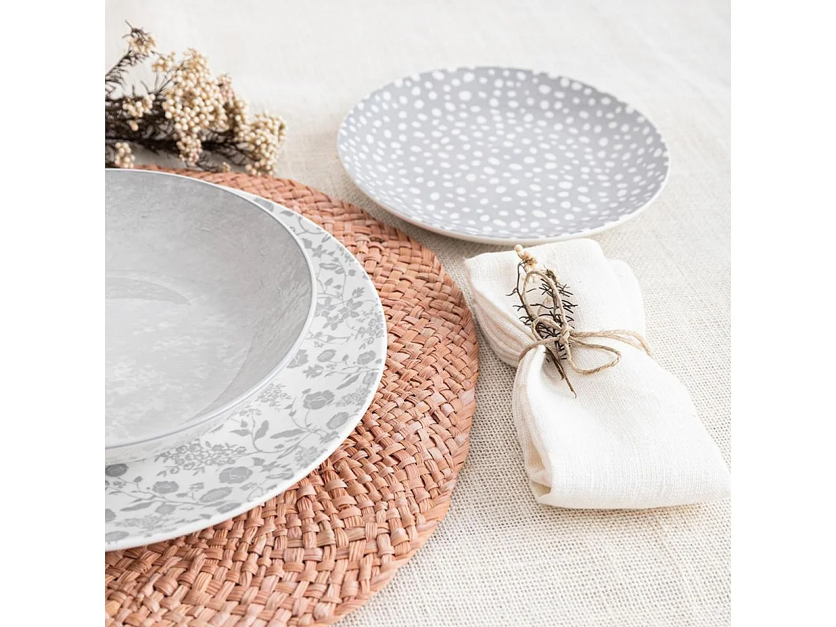 Vajilla Aquilea Bidasoa 12 piezas 4 servicios porcelana gris