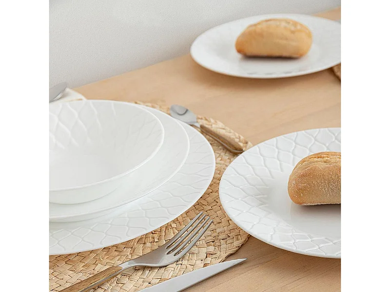 Vajilla Amario Luminarc 12 piezas 4 servicios vidrio opal blanco