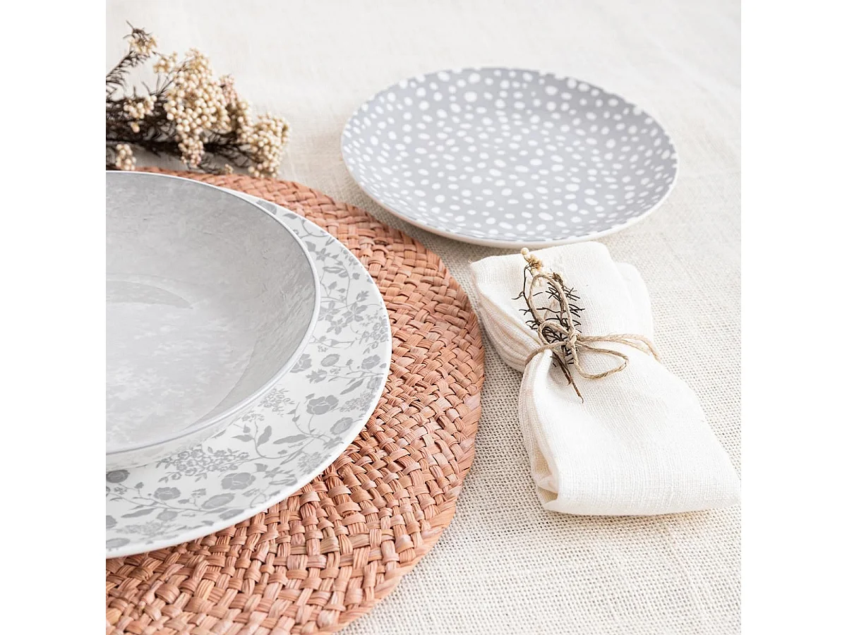 Vajilla Aquilea Bidasoa 18 piezas 6 servicios porcelana gris