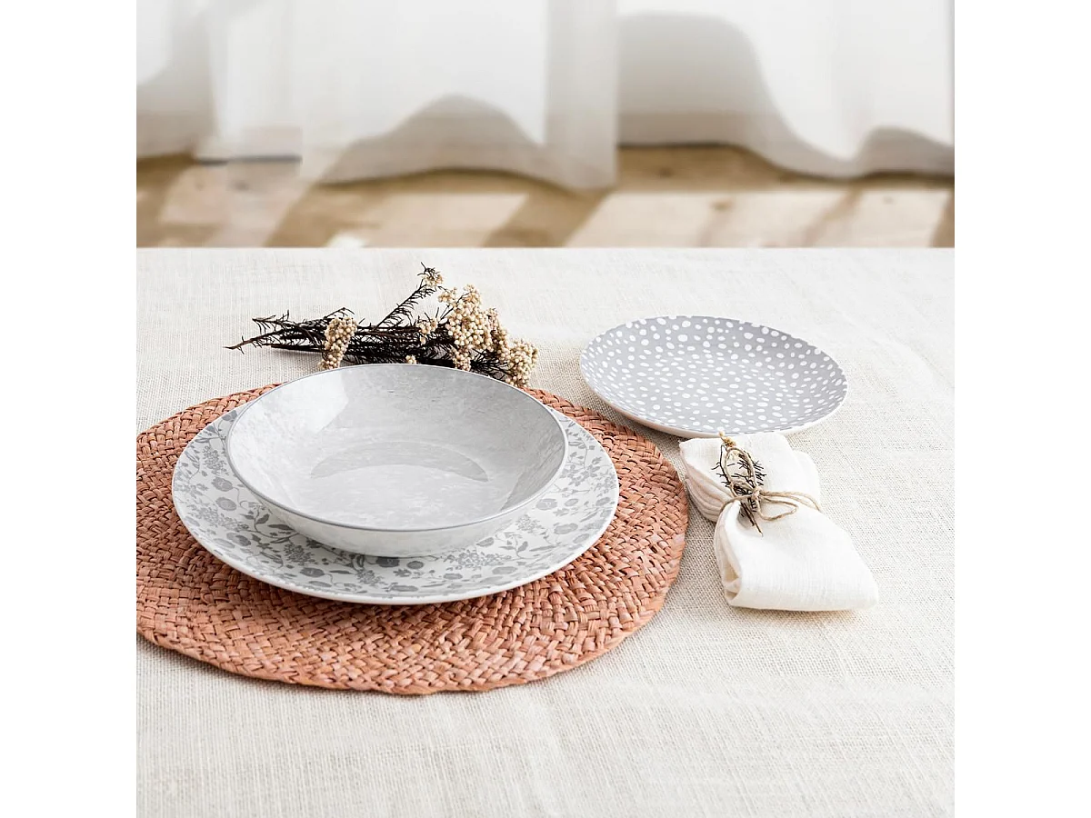 Vajilla Aquilea Bidasoa 18 piezas 6 servicios porcelana gris