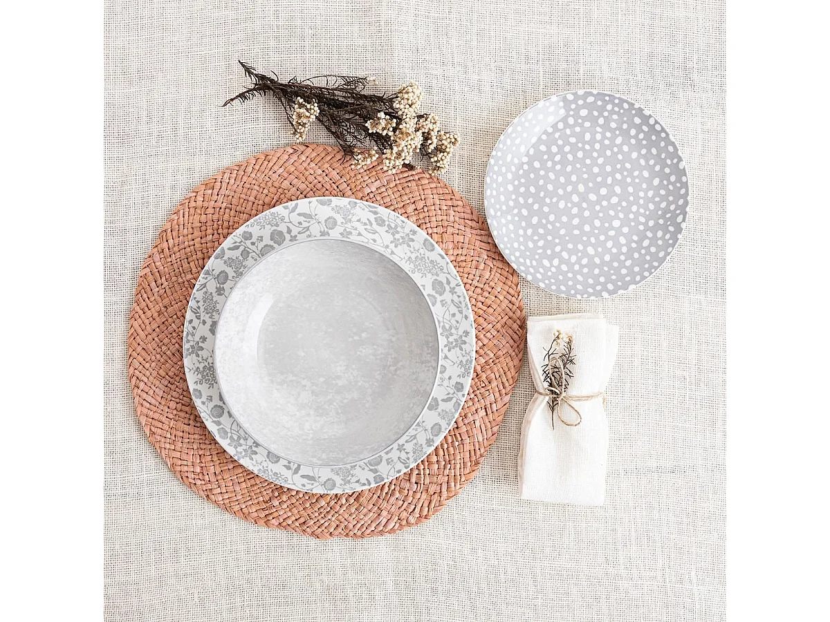 Vajilla Aquilea Bidasoa 18 piezas 6 servicios porcelana gris