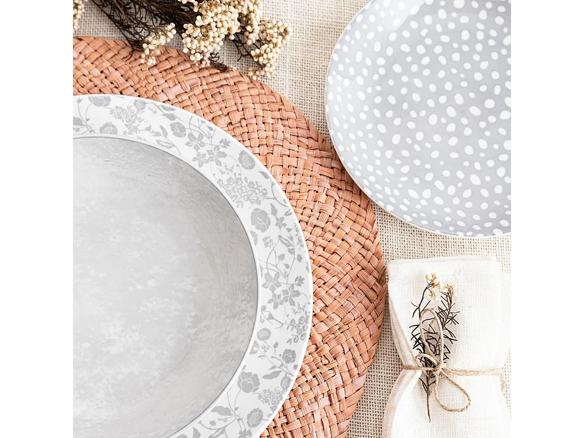 Vajilla Aquilea Bidasoa 18 piezas 6 servicios porcelana gris