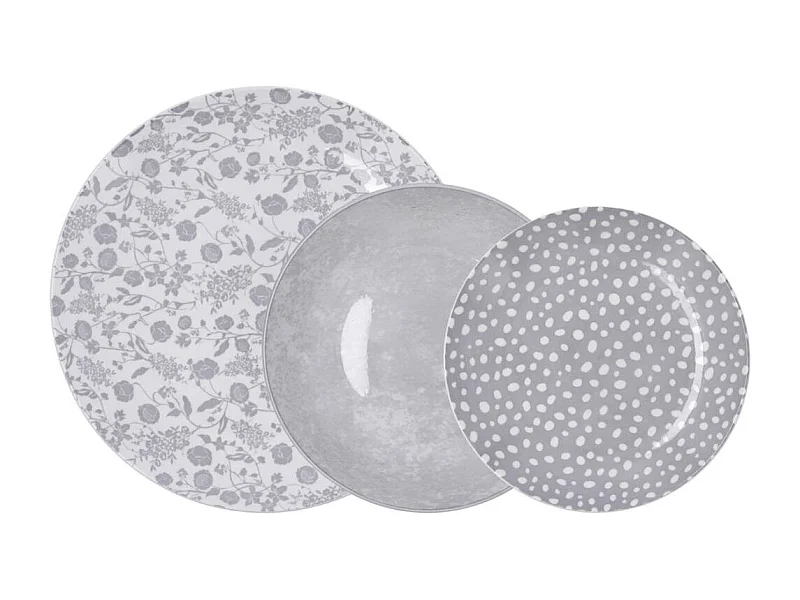 Vajilla Aquilea Bidasoa 18 piezas 6 servicios porcelana gris