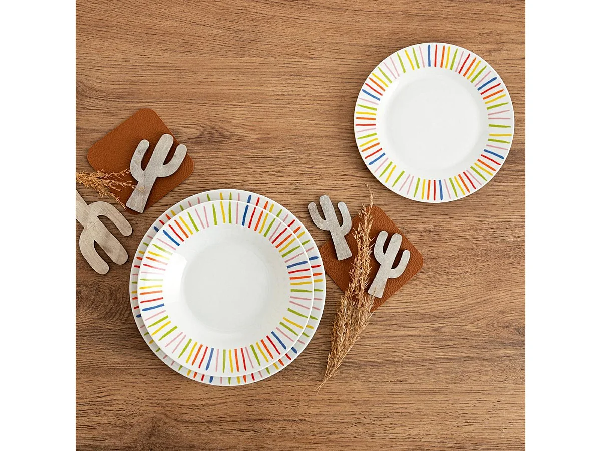 Vajilla California Quid 18 piezas 6 servicios porcelana multicolor