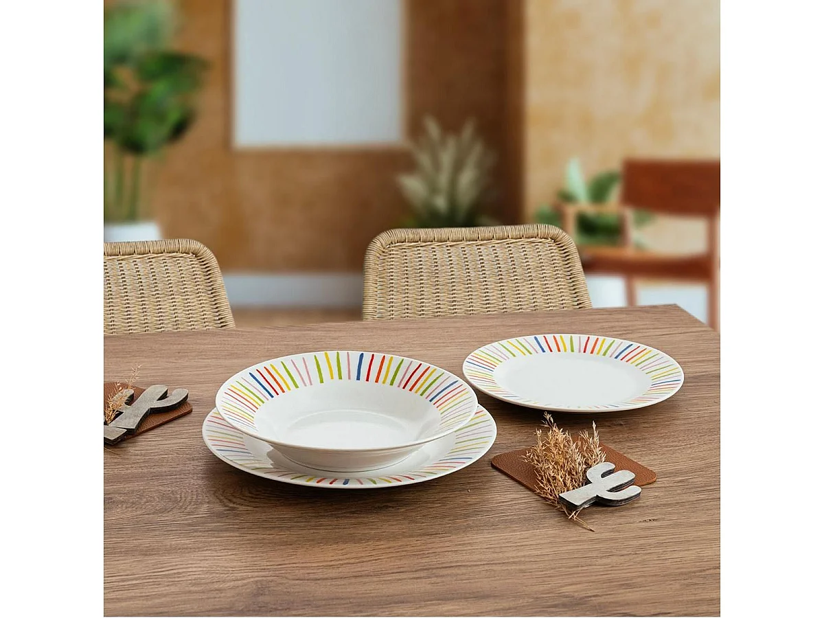 Vajilla California Quid 18 piezas 6 servicios porcelana multicolor