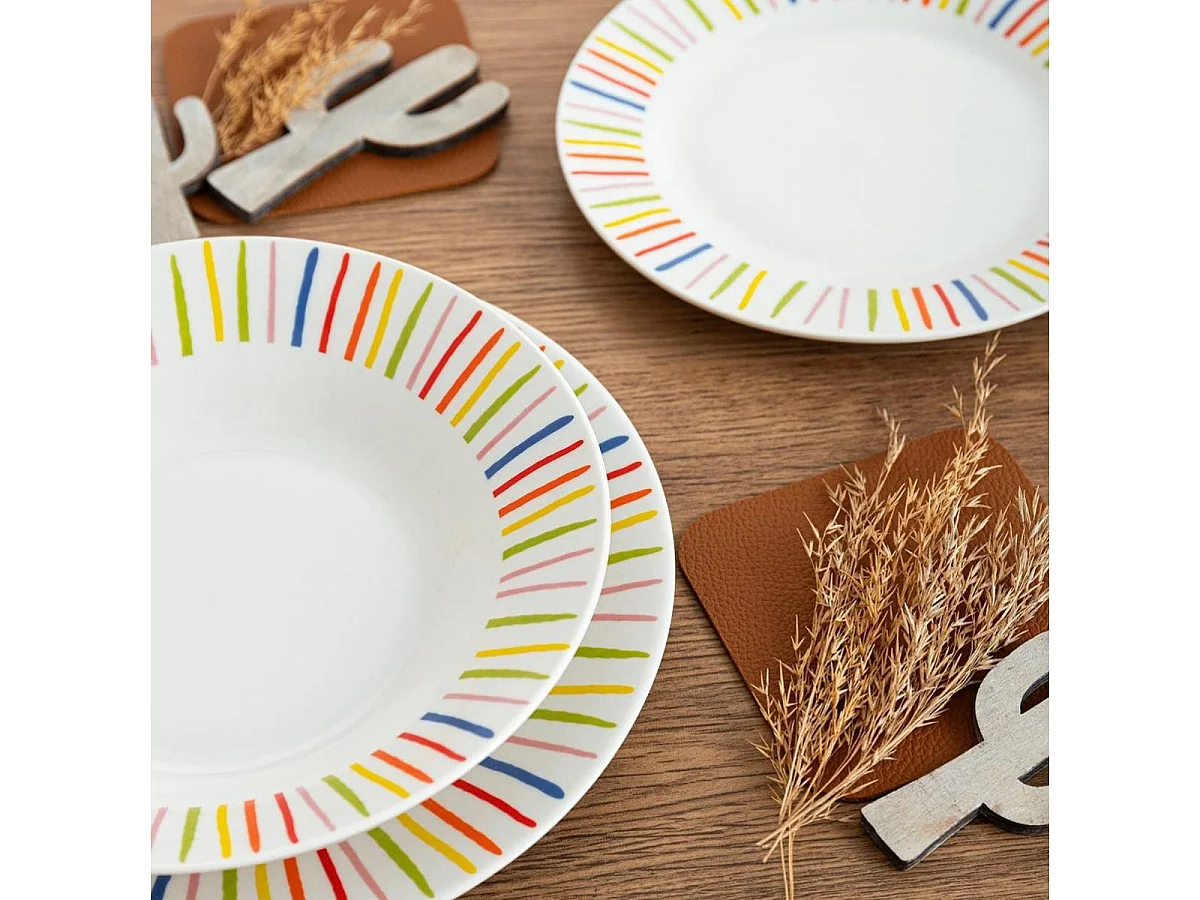 Vajilla California Quid 18 piezas 6 servicios porcelana multicolor