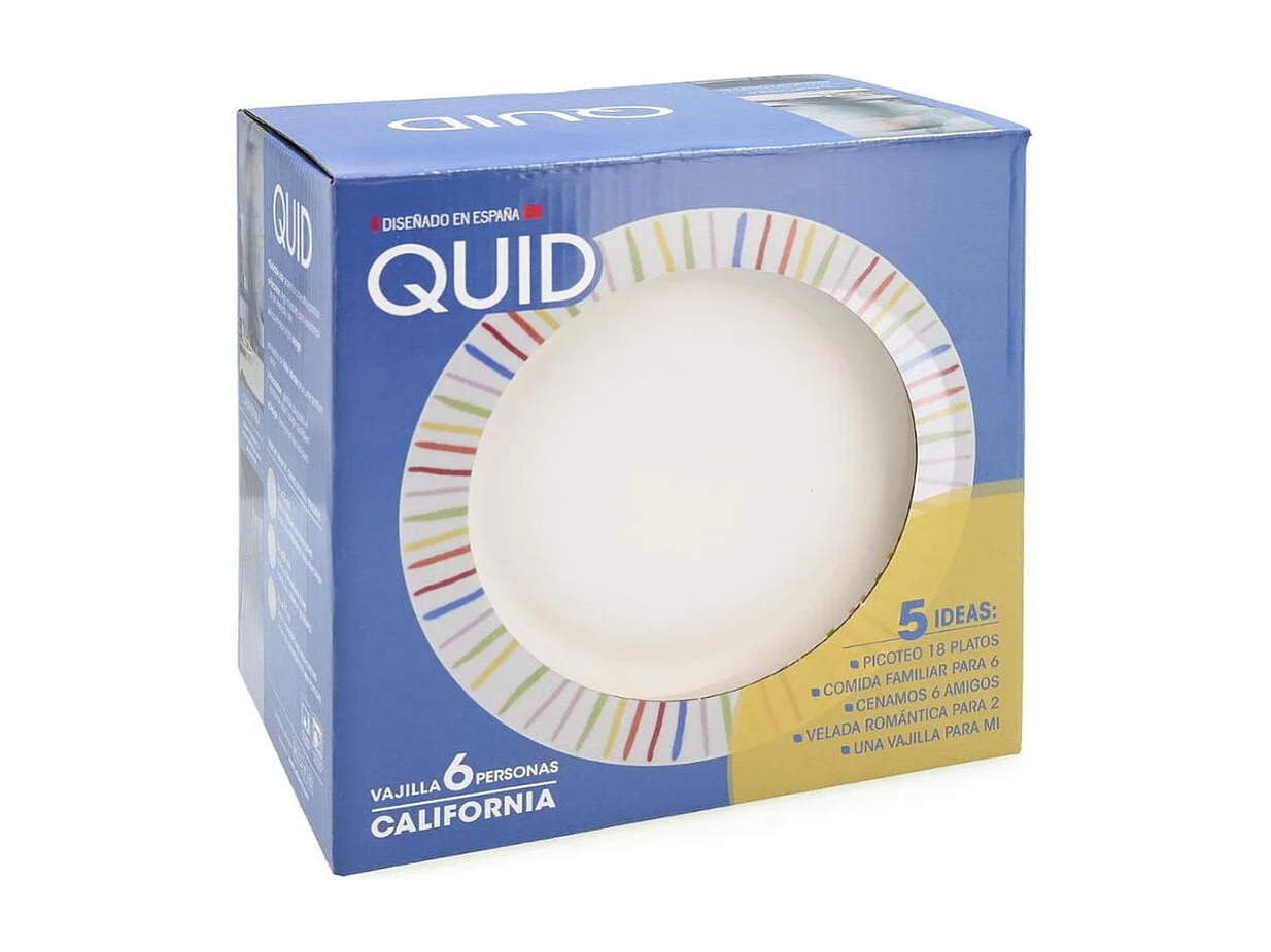 Vajilla California Quid 18 piezas 6 servicios porcelana multicolor