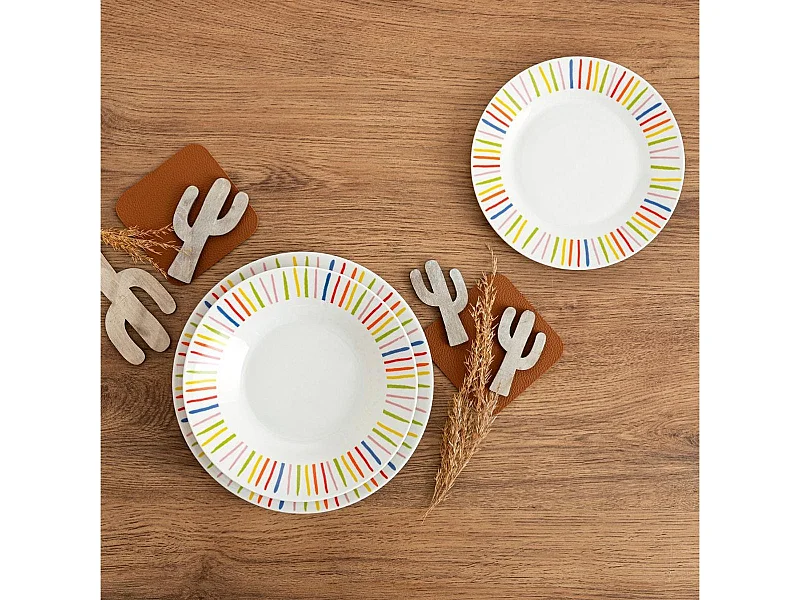 Vajilla California Quid 18 piezas 6 servicios porcelana multicolor