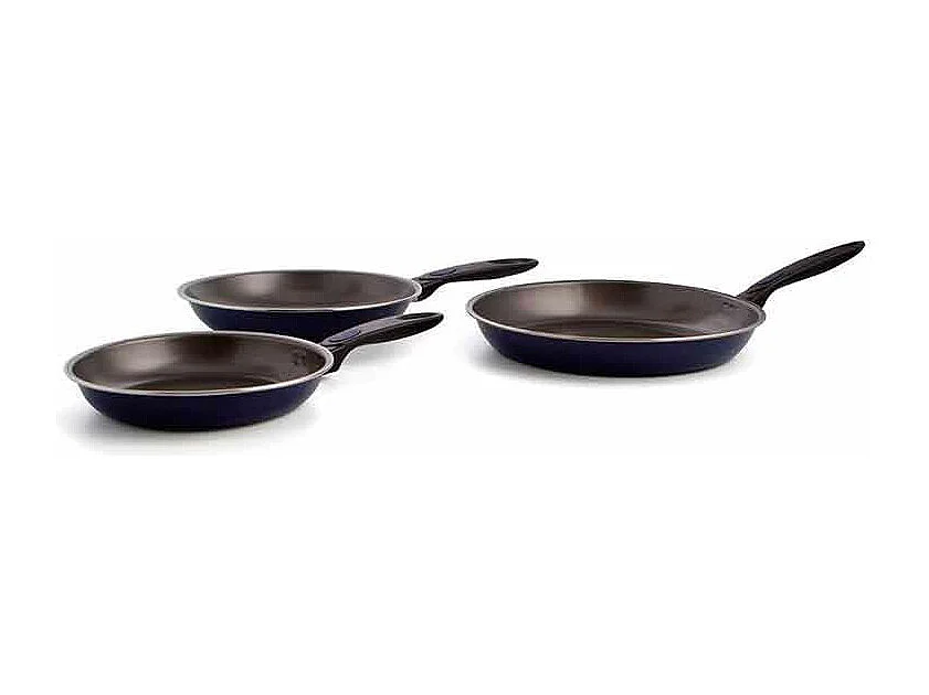 Set de 3 sartenes Nuit Quid aluminio estampado antiadherentes azul Ø20/Ø24/Ø28 cm