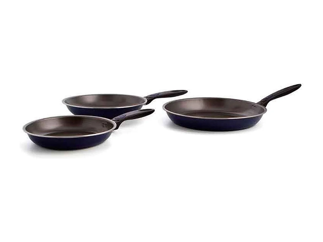 Set de 3 sartenes Nuit Quid aluminio estampado antiadherentes azul Ø20/Ø24/Ø28 cm