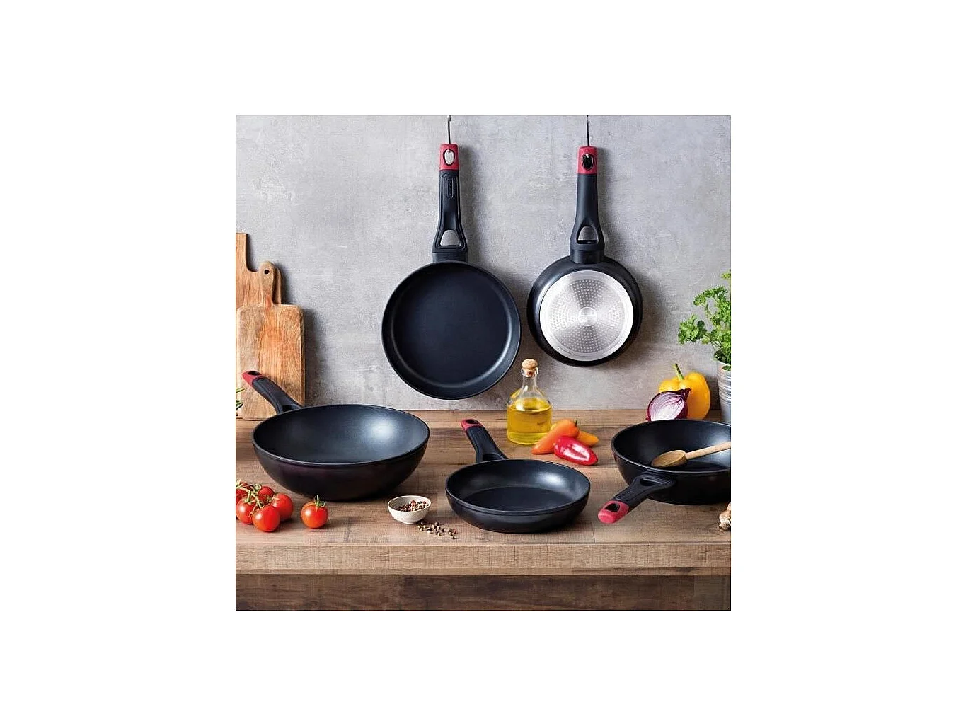Sartén Óptima+ Pyrex aluminio forjado negro/rojo Ø26 cm