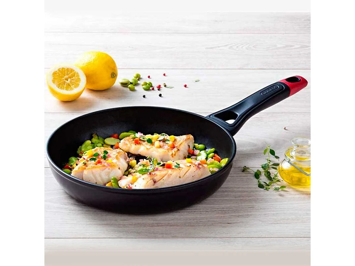 Sartén Óptima+ Pyrex aluminio forjado negro/rojo Ø26 cm