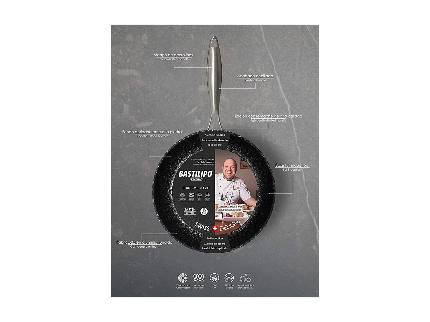 Sartén Bastilipo Titanium Pro aluminio fundido Ø28 cm