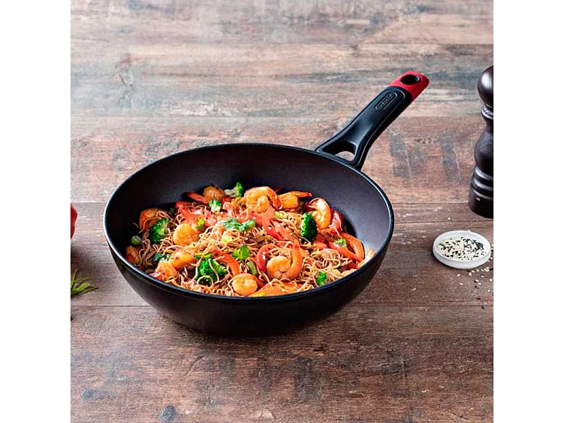 Wok - PYREX - 1455021 - En aluminium forgé - Antiadhésif - 28 cm - Sans PFAS