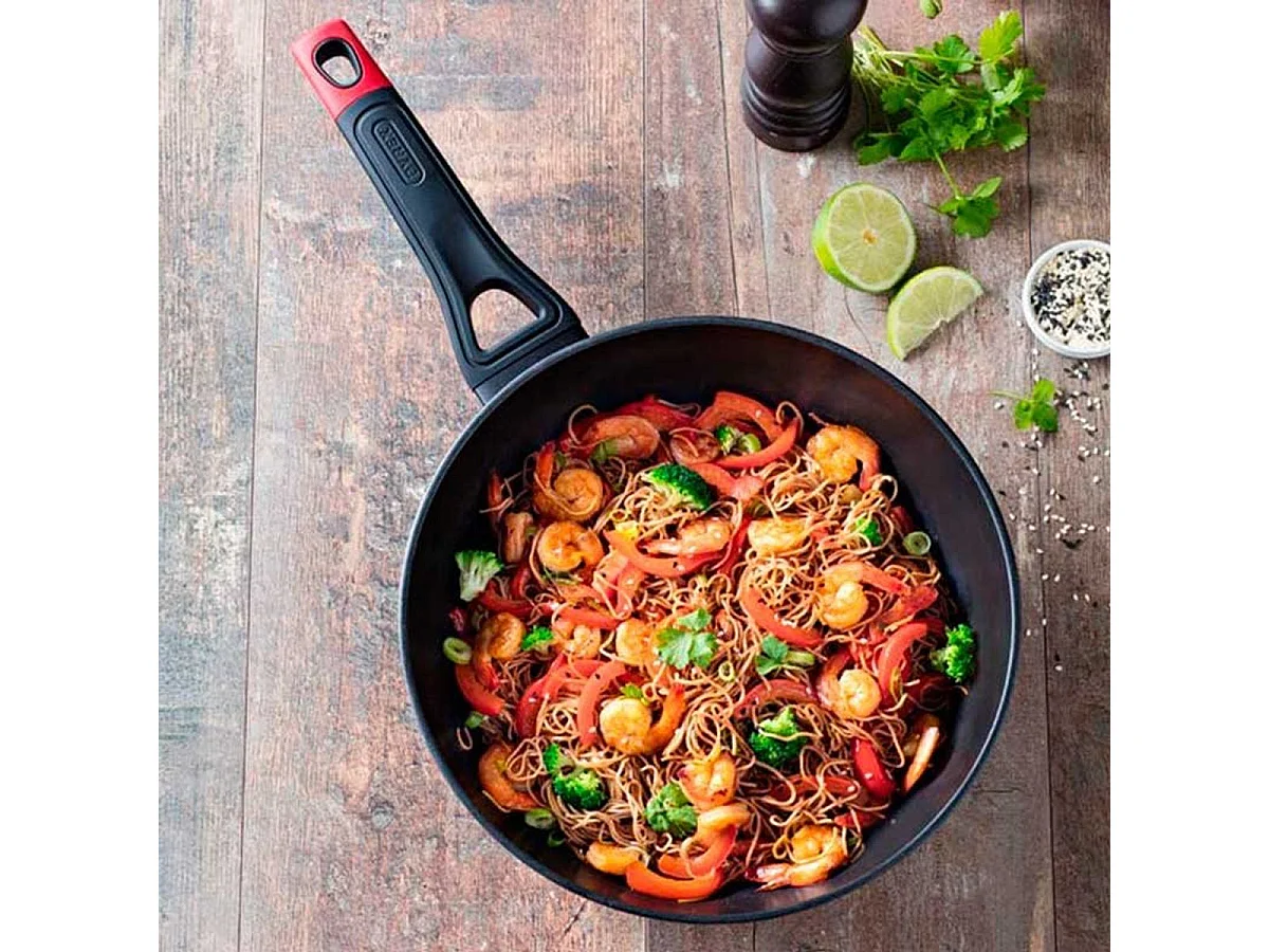 Wok - PYREX - 1455021 - En aluminium forgé - Antiadhésif - 28 cm - Sans PFAS