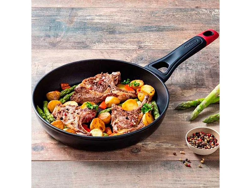 Sartén Óptima+ Pyrex aluminio forjado negro/rojo Ø28 cm
