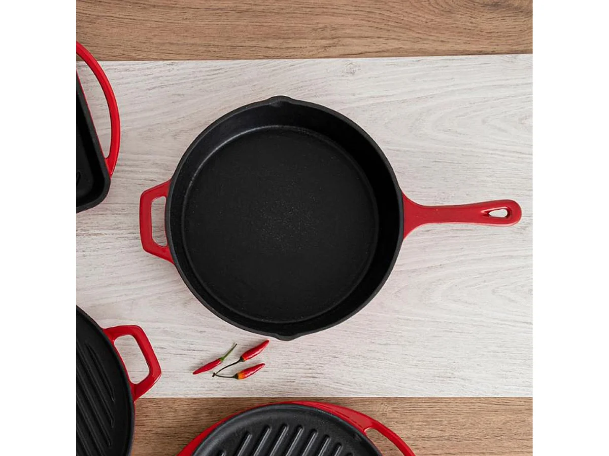 Sartén Fierro Bidasoa hierro esmaltado rojo/negro Ø26 cm