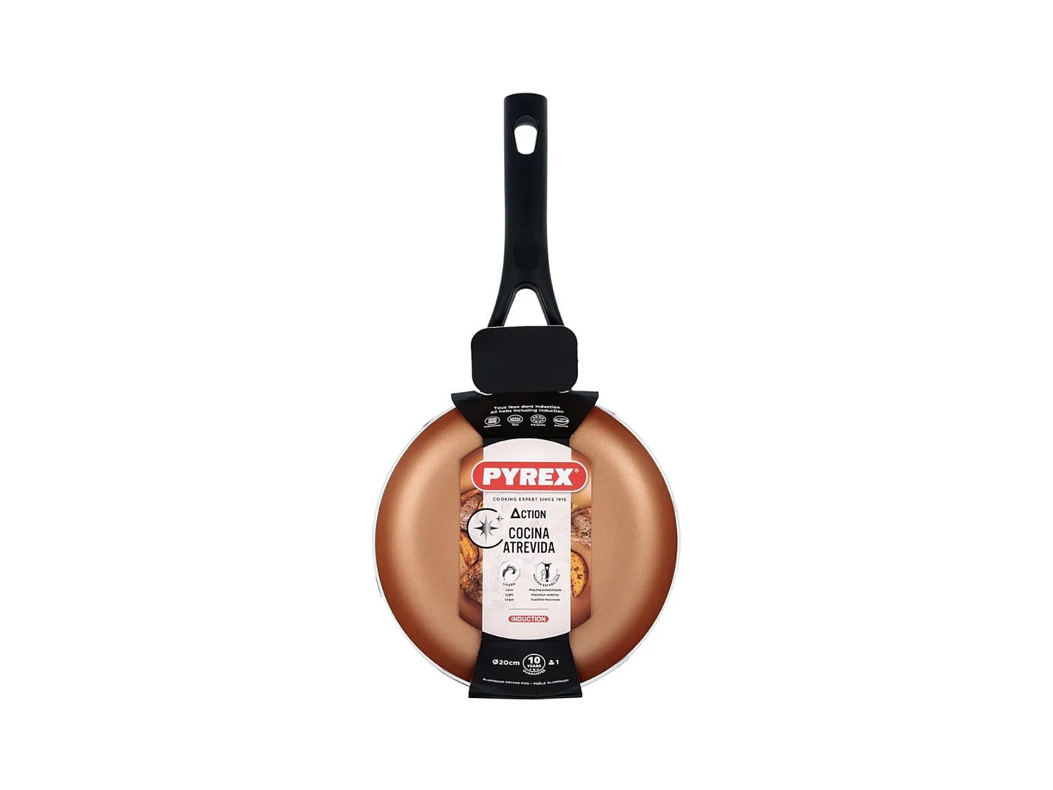 Sartén Action Pyrex aluminio prensado negro/cobre Ø28 cm