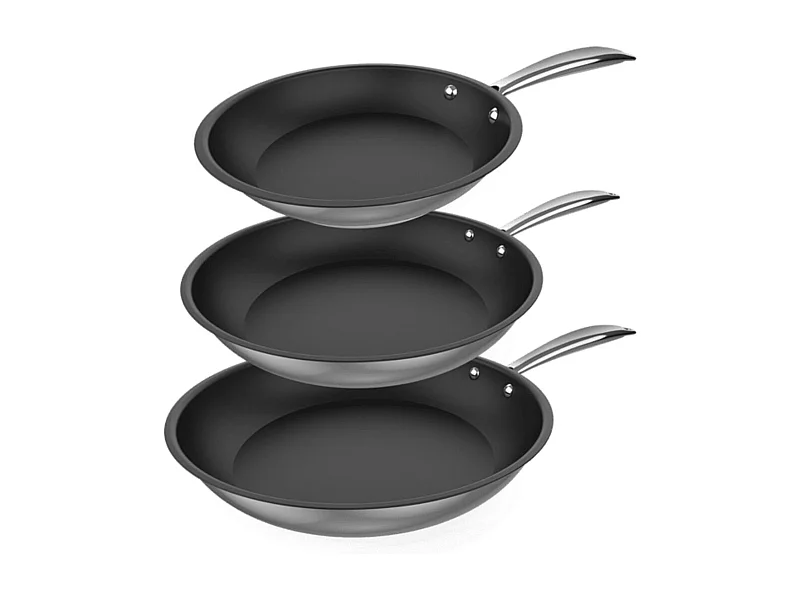 Set de 3 sartenes Cecotec Polka Classy 20-24-28 Bucket Steel acero inoxidable negro Ø20/Ø24/Ø28 cm