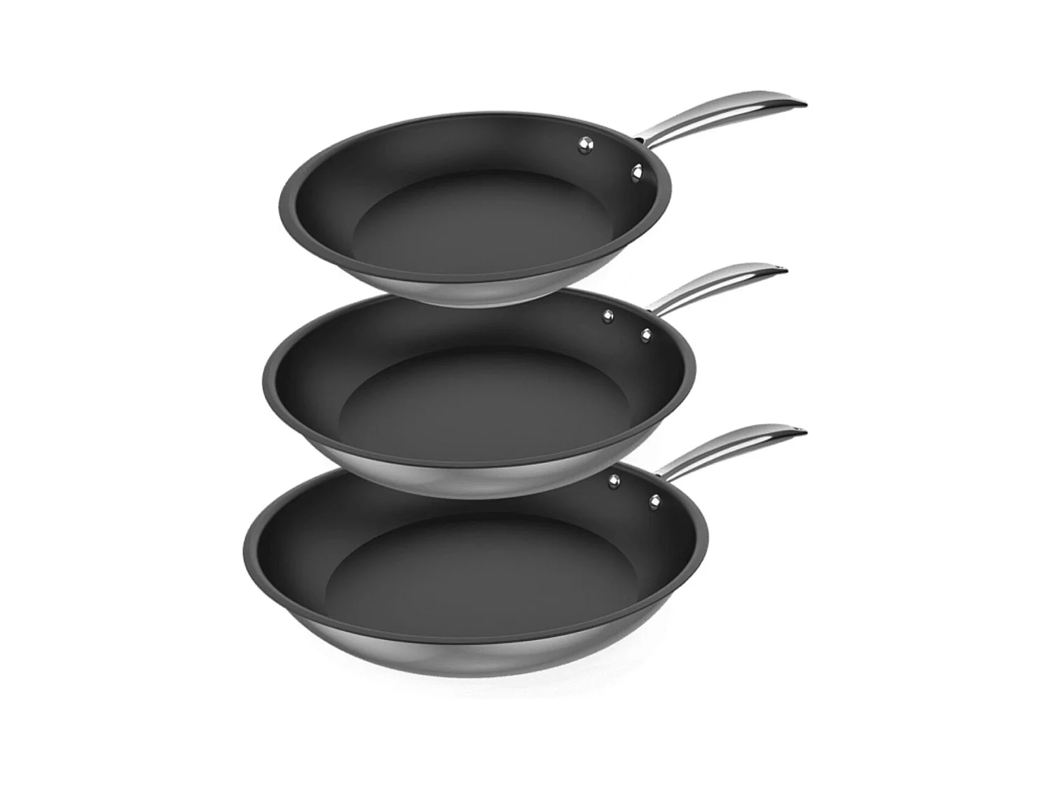 Set de 3 sartenes Cecotec Polka Classy 20-24-28 Bucket Steel acero inoxidable negro Ø20/Ø24/Ø28 cm