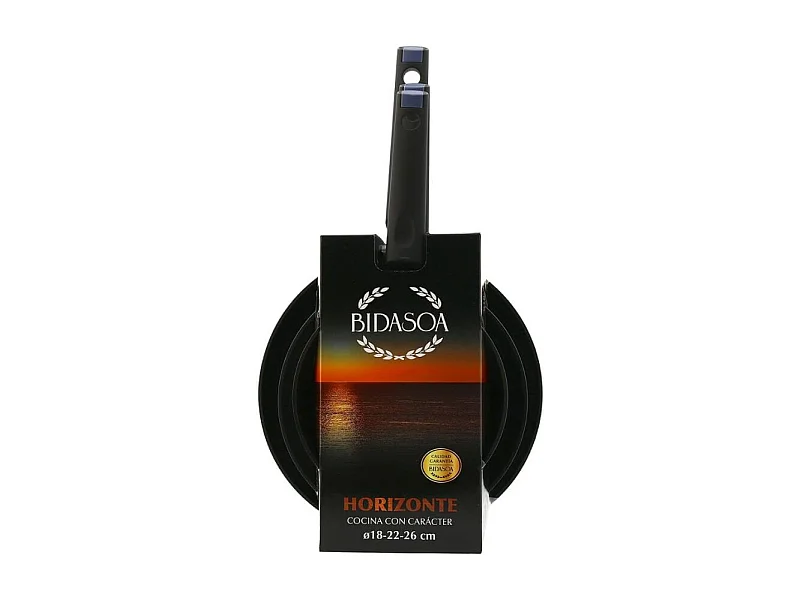 Set de 3 sartenes Horizonte Bidasoa aluminio forjado Ø18/Ø22/Ø26 cm
