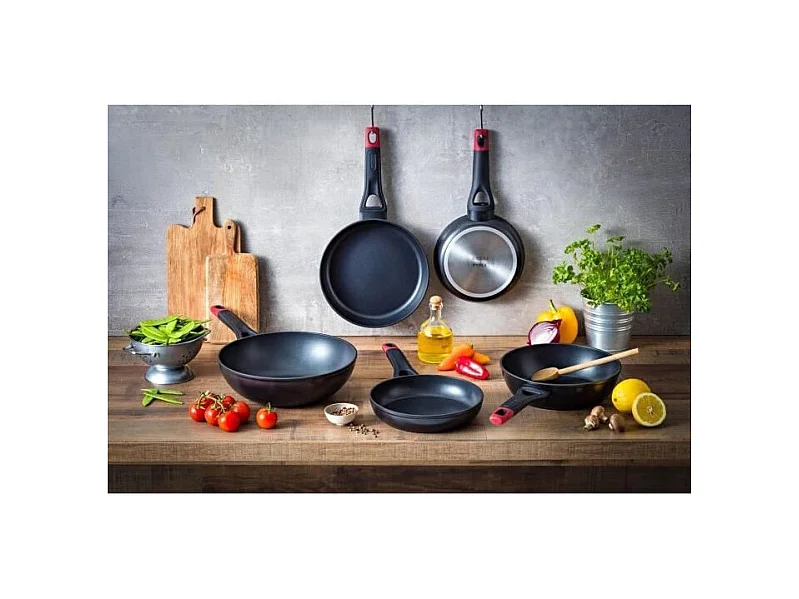 Sartén honda Óptima + Pyrex aluminio forjado negro Ø28 cm