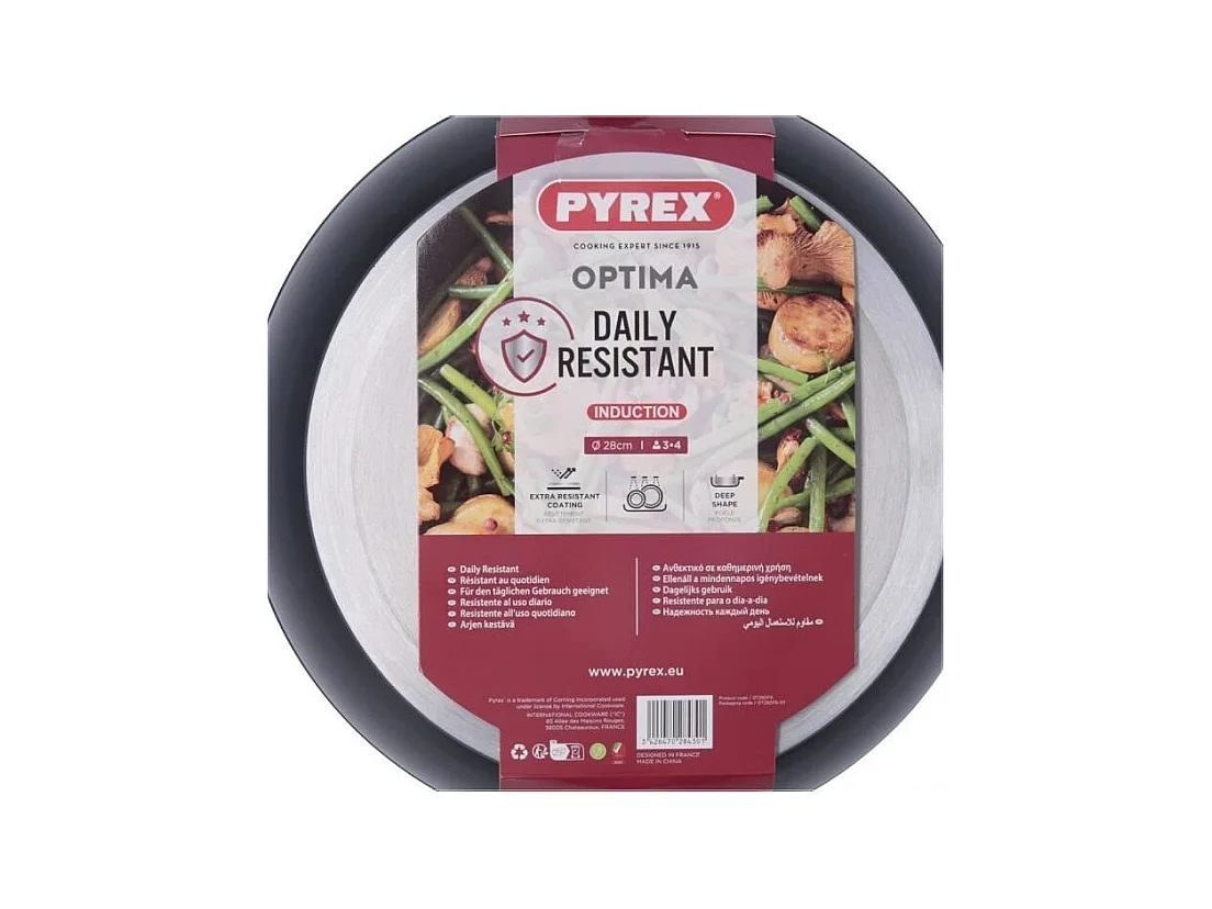 Sartén honda Óptima + Pyrex aluminio forjado negro Ø28 cm