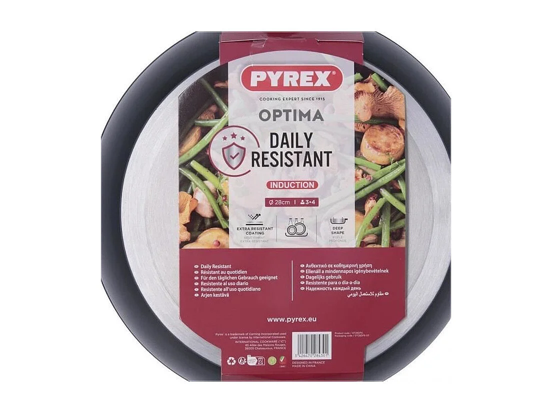Sartén honda Óptima + Pyrex aluminio forjado negro Ø28 cm