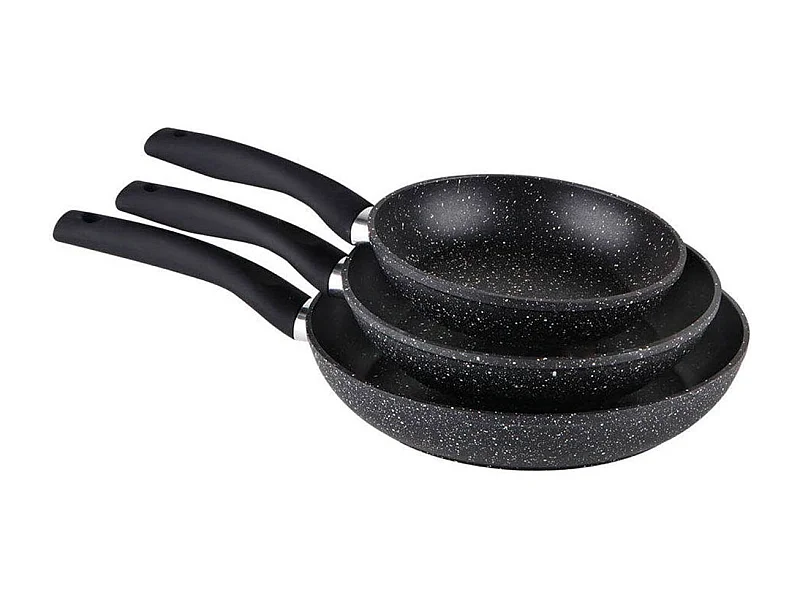 Pack de 3 sartenes Orbegozo SFB8300 aluminio forjado con revestimiento de piedra negro Ø18/Ø22/Ø26 cm