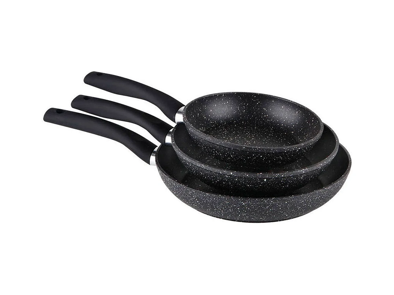 Pack de 3 sartenes Orbegozo SFB8300 aluminio forjado con revestimiento de piedra negro Ø18/Ø22/Ø26 cm