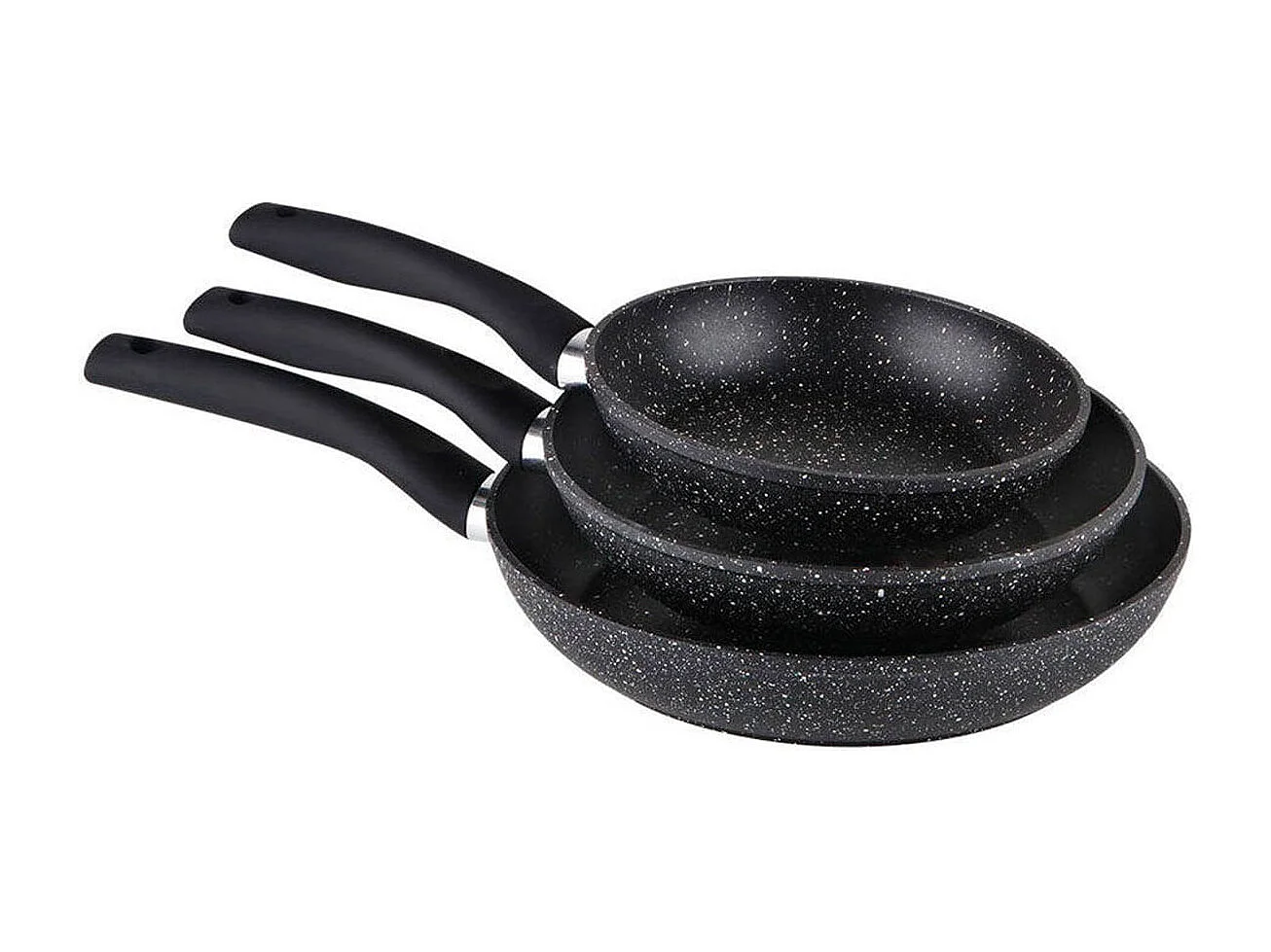 Pack de 3 sartenes Orbegozo SFB8300 aluminio forjado con revestimiento de piedra negro Ø18/Ø22/Ø26 cm