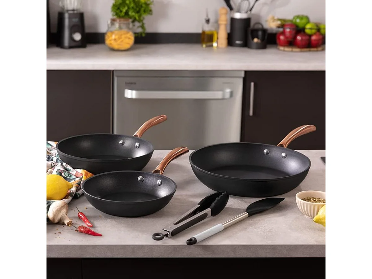 Set de 3 sartenes Cecotec Polka Fantasy Bucket aluminio forjado dorado Ø20/Ø24/Ø28 cm