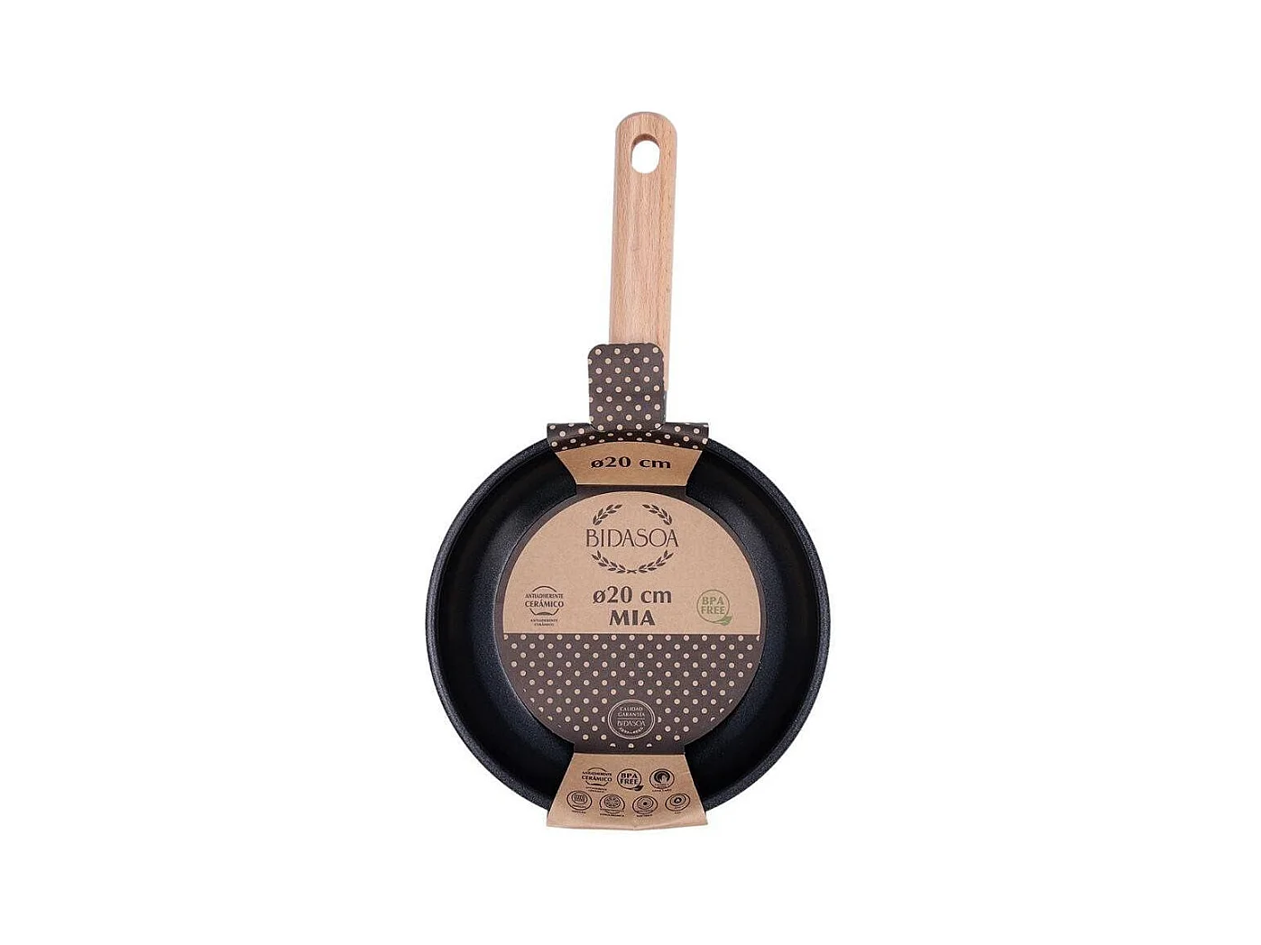 Sartén Mia Bidasoa aluminio prensado antiadherente negro/natural Ø28 cm