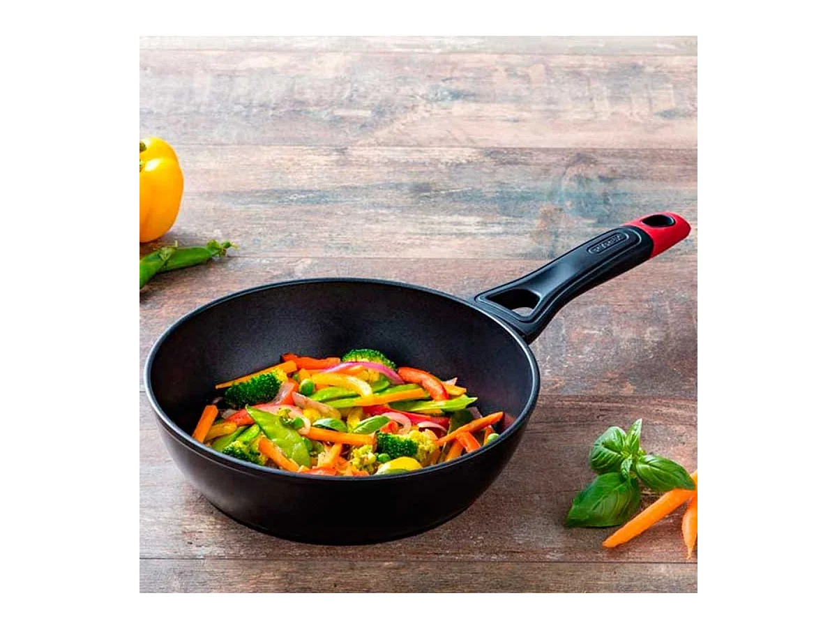 Sartén honda Óptima + Pyrex aluminio forjado negro Ø26 cm