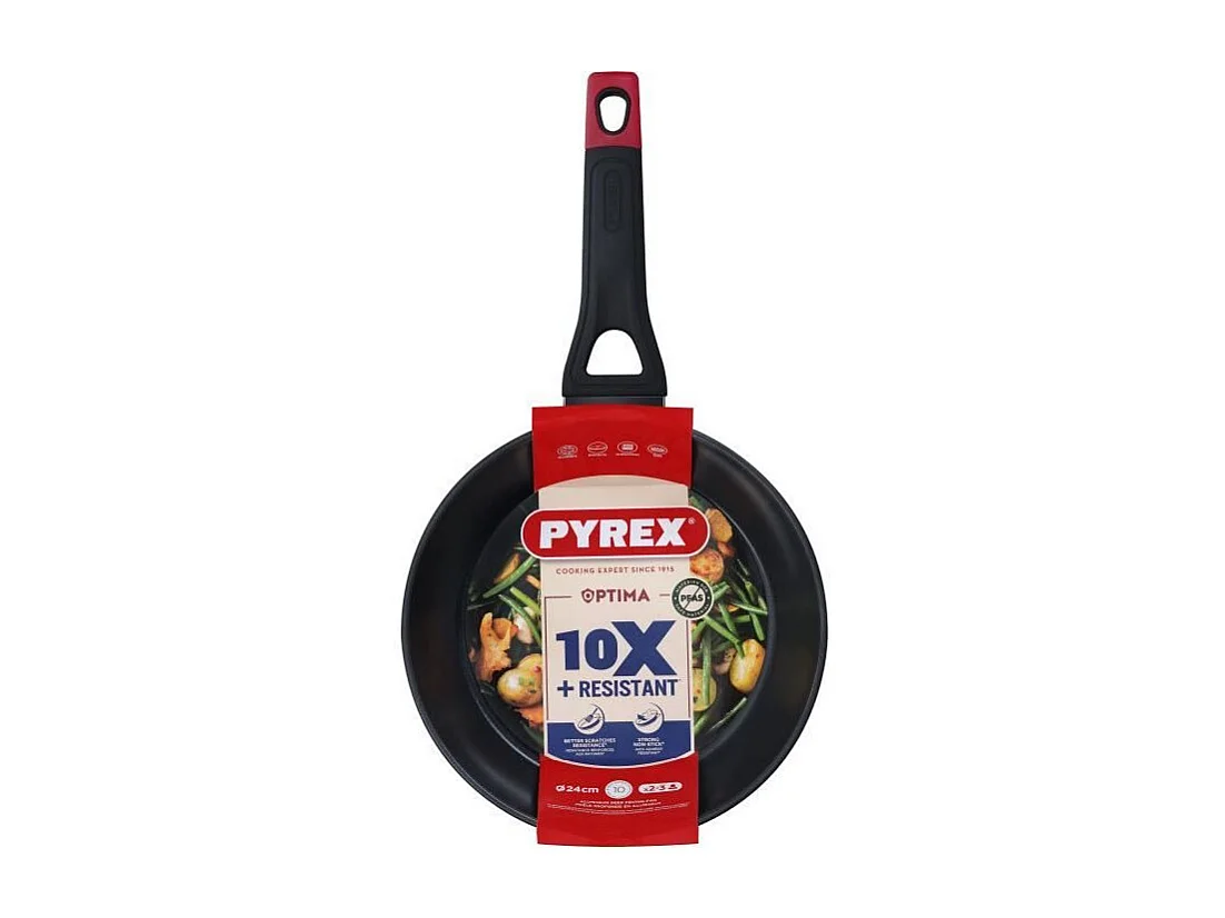 Sartén honda Óptima + Pyrex aluminio forjado negro Ø26 cm