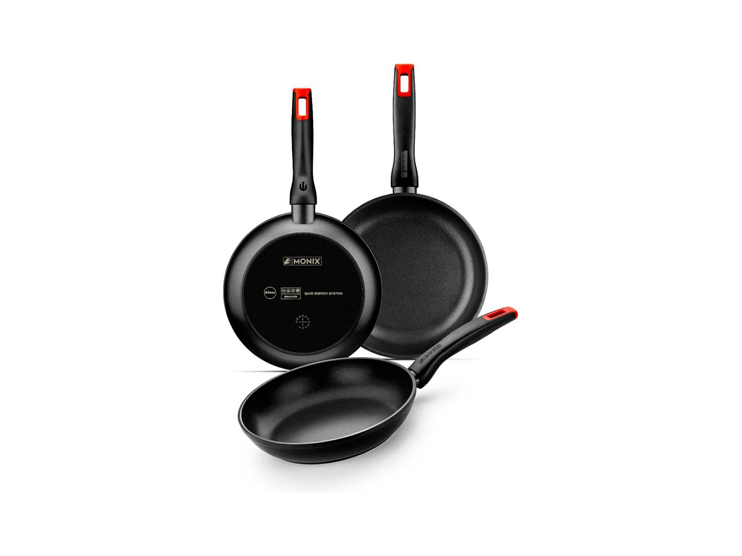 Set de 3 sartenes Monix M240000 Hermanos Torres negro Ø18/Ø22/Ø26 cm