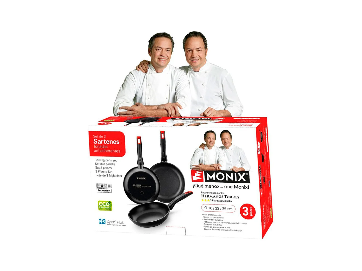 Set de 3 sartenes Monix M240000 Hermanos Torres negro Ø18/Ø22/Ø26 cm