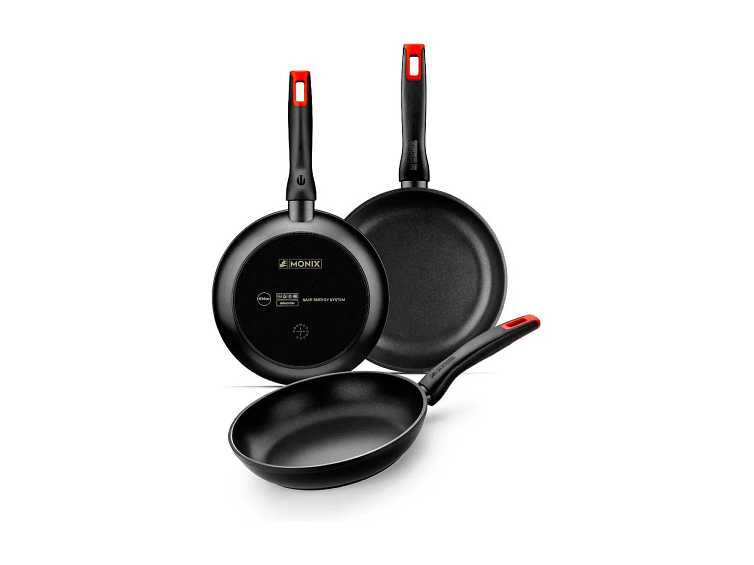 Set de 3 sartenes Monix M240000 Hermanos Torres negro Ø18/Ø22/Ø26 cm
