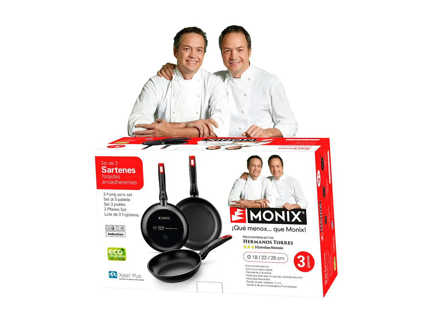 Set de 3 sartenes Monix M240000 Hermanos Torres negro Ø18/Ø22/Ø26 cm