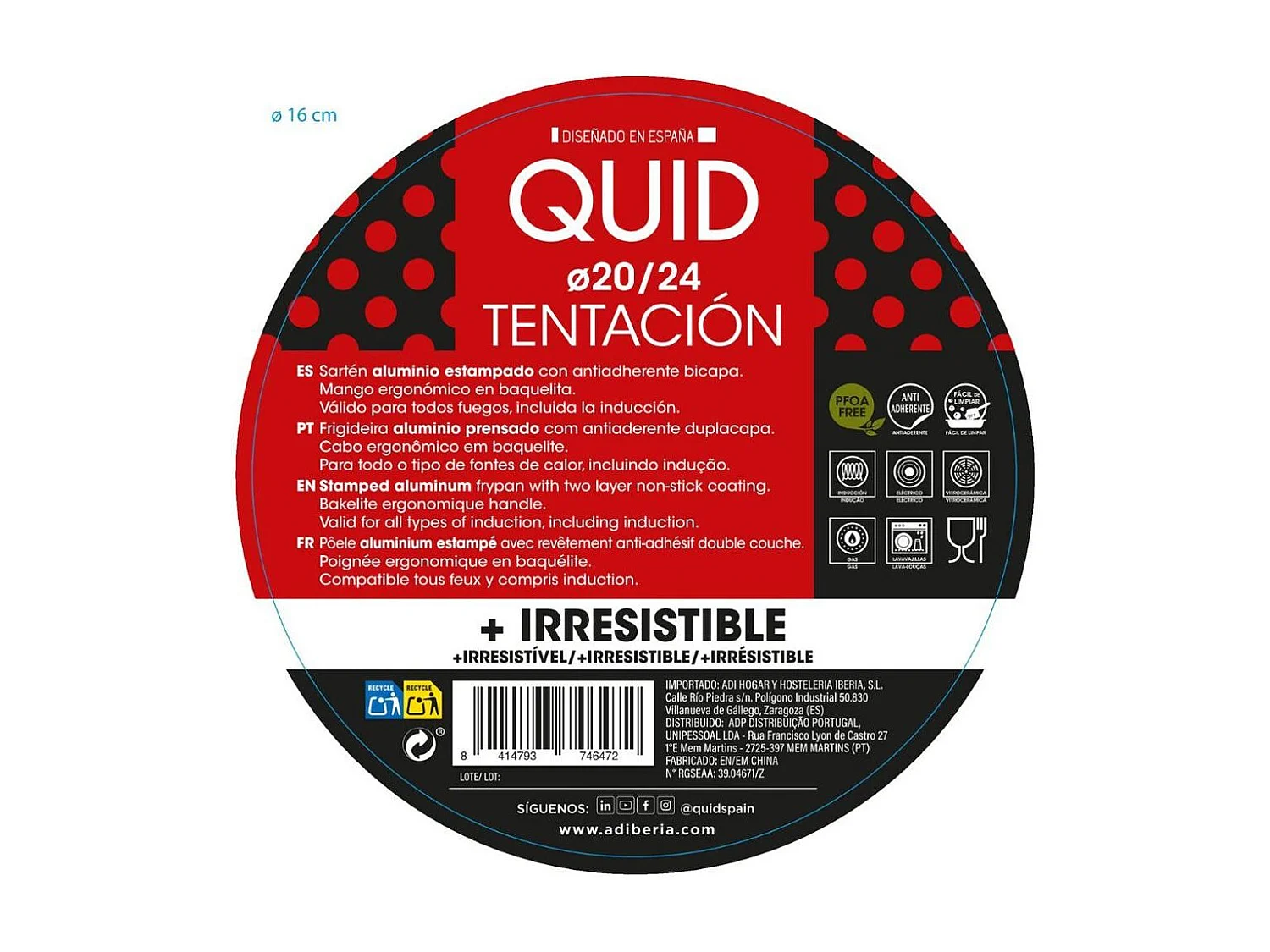 Set de 2 sartenes Tentación Quid aluminio prensado negro Ø20/Ø24 cm