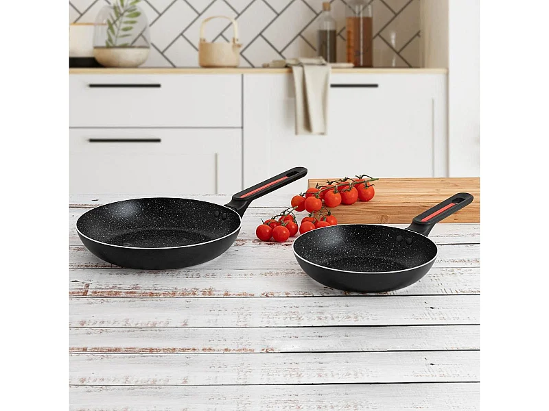 Set de 2 sartenes Tentación Quid aluminio prensado negro Ø20/Ø24 cm