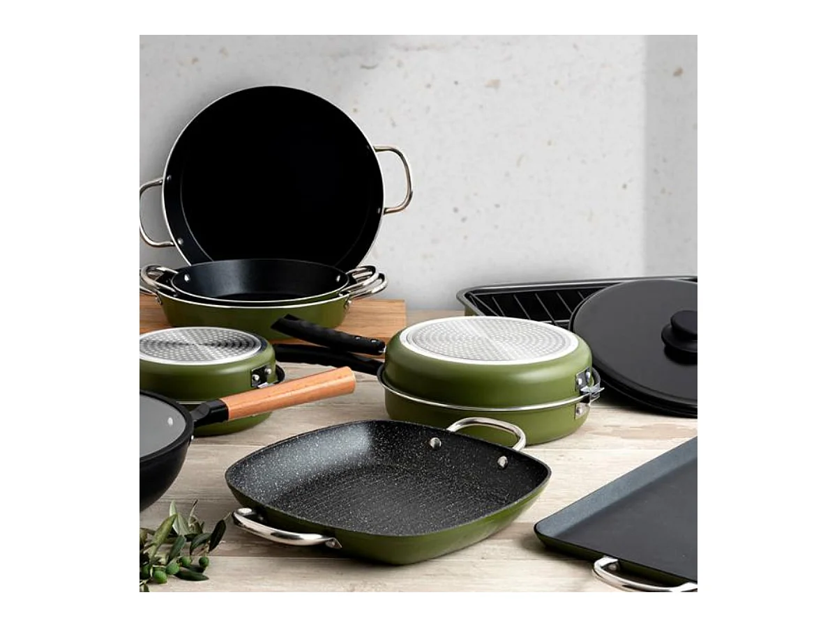 Sartén doble Naturalia Quid aluminio prensado verde Ø26 cm